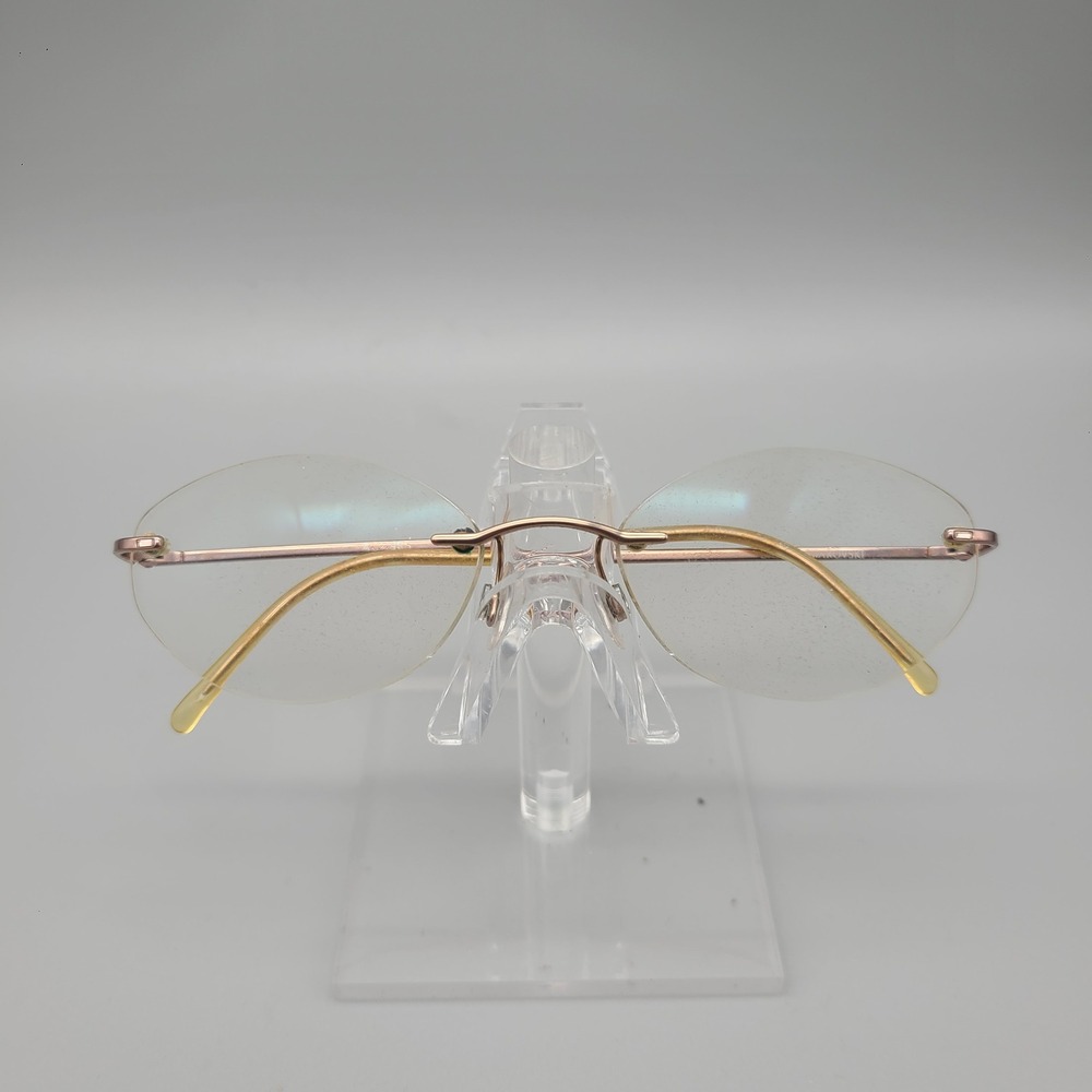 Daniel Swarovski Rimless Oval Eyeglasses Rose Gold Tone Metal Frames Vintage